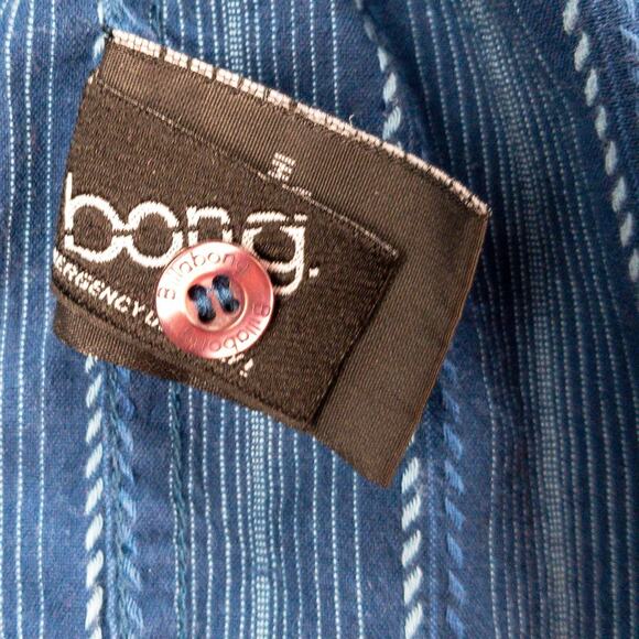 Billabong Factory Distressed Men’s Medium Slim Fit Button-Up Shirt Blue Striped - Picture 6 of 12